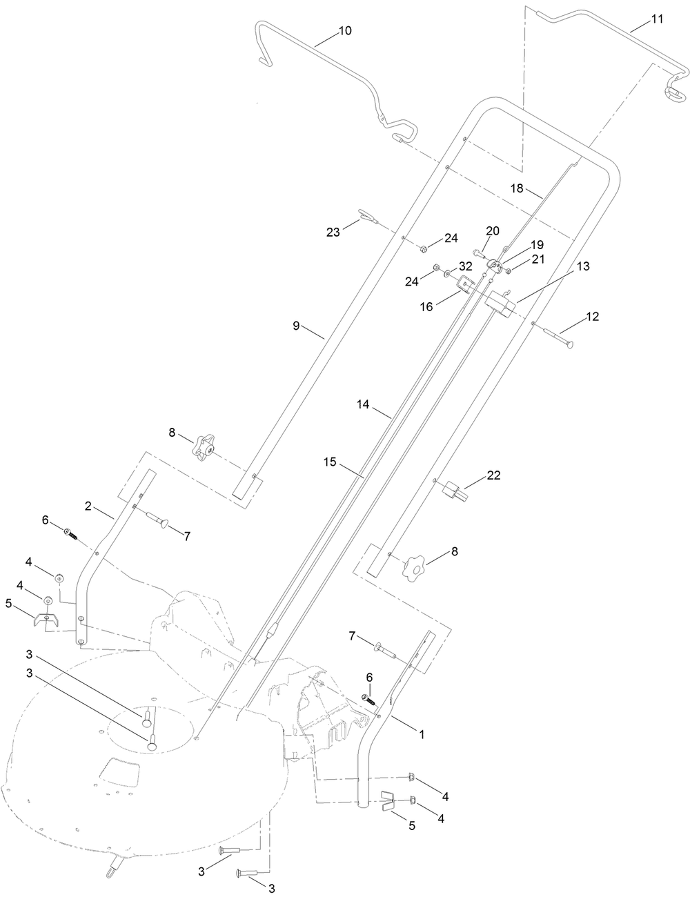 Handle Assembly Diagram and Parts List for 17739 406000000 - 999999999 Lawn Boy Lawn Mower